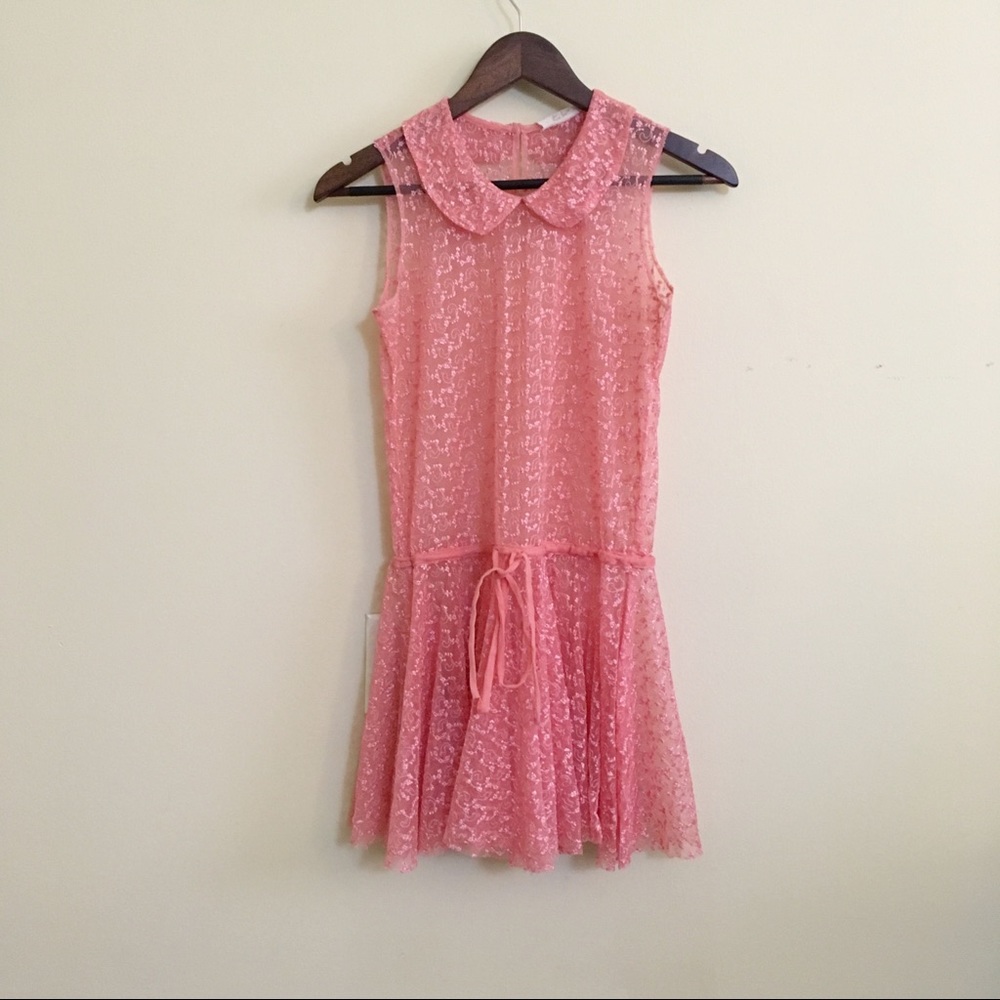 Free People One Slip Lace Sheer Collar Dress XS